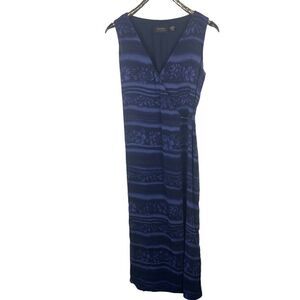 Deadstock Vintage 90s NWT Dana Buchman Blue Floral Wrap Maxi Dress Silk Beach 10